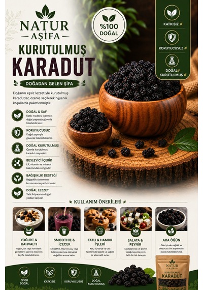 Doğal Kurutulmuş Karadut Katkısız Kuru Meyve Atıştırmalık 100 Gr Diğer