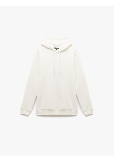Koton Şardonlu Uzun Kollu Basic Kapşonlu Sweatshirt Beyaz 7wam70001mk