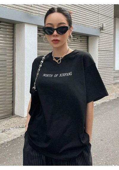 Unisex North Of Nirfang Tasarım Basklı Tshirt Siyah