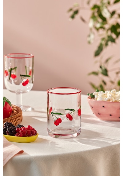 Karaca Desenli Meşrubat Bardağı 420 Ml Kırmızı