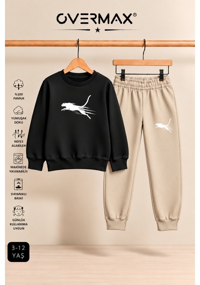 Overmax Çita Baskılı Çocuk Bisiklet Yaka Sweatshirt Eşofman Takımı- 3-12 Yaş Siyah - Bej - 934285155 Siyah - Bej Overmax Çita Baskılı Çocuk Bisiklet Yaka Sweatshirt Eşofman Takımı- 3-12 Yaş Siyah - Bej - 934285155 Siyah - Bej