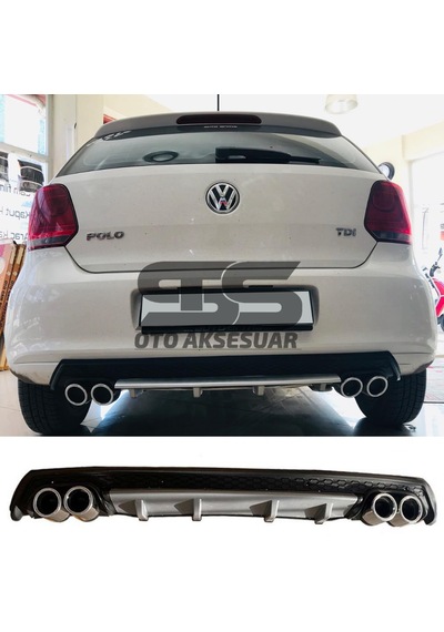Volkswagen Polo Mk5 Difüzör Arka Tampon Eki 4 Egzoz Çıkışlı Gri Lüx Tip