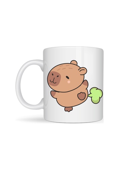 Sevimli Kapibara Desenli Porselen Kupa Model 96 Capybara Neşeli Tasarım, Kahve & Çay Kupası, Hediyelik Porselen Bardak