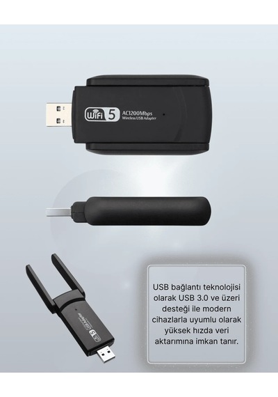 Lb Tak-çalıştır Özellikli Çift Bant Wifi Adaptör 1200 Mbps