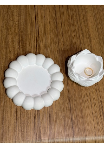 Bernami Mumluk Şamdanpinterest 2 Li Dekoratif Taş Tozu Lotus Çiçeği Ve Çiçek Tepsi Seti - Şık Ve Zarif Tasarım Diğer