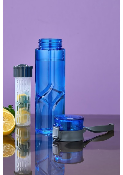800 Ml Detoks Su Matarası Suluk Pipetli , Bpa Sız, Kilitli Ve Sızdırmaz Kapak - Mavi MAvi