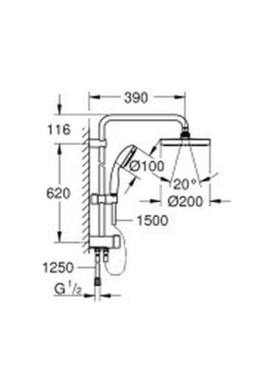 Grohe Tempesta Sistem Duvar Bağlantılı, Divertörlü Duş Sistemi - 27389002 Krom