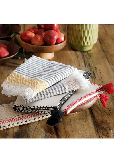 Oradea Püsküllü Runner Siyah 45x145 Cm Çok Renkli