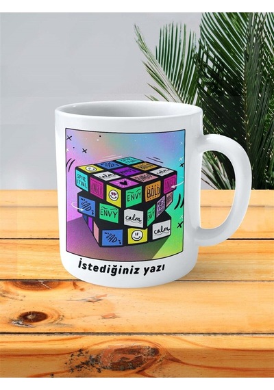 Rubik Baskılı Kupa Bardak Kişiye Özel Desen 4 Çok Renkli