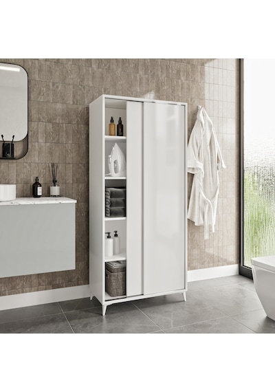 Sürgülü Çok Amaçlı Banyo Dolabı - Tamamı 1. Kalite Mdf Beyaz