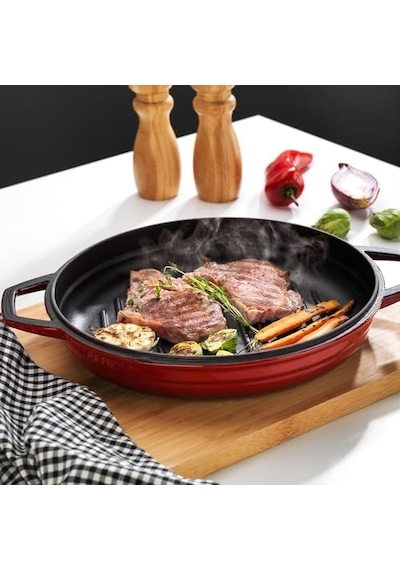 Guss Chef Döküm Yuvarlak Grill Tava Çift Kulplu 28cm-1 Parça Açık Bakır