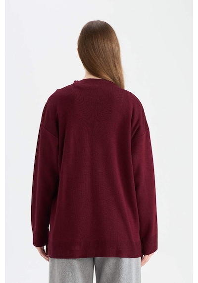 Defacto Relax Fit V Yaka Hırka E6134ax25aubr459 Bordo