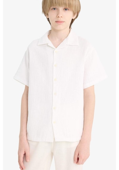 DeFacto Erkek Çocuk Oversize Geniş Kalıp Polo Yaka Müslin Kısa Kollu Gömlek W3239A625HSWT34