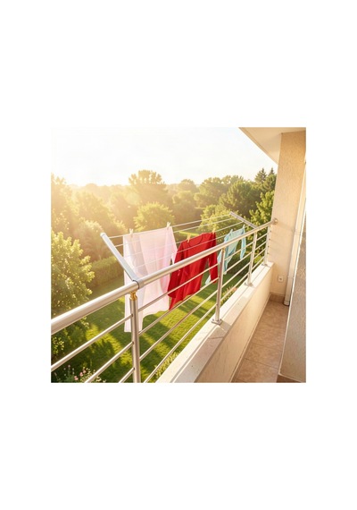 Alüminyum Balkon Çamaşır Askısı Çamaşır İpi Dahil gri