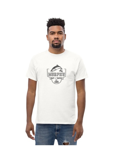 Wildstyle Murphys Bait Tackle Vintage Balıkçılık Olta Balıkçı Baskılı Unisex Bisiklet Yaka Pamuklu Tişört Beyaz