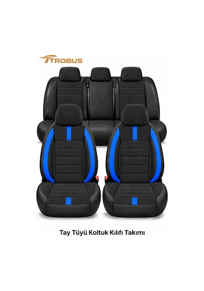 Ford Courier 2014 Ve Sonrası Uyumlu Mavi Nergis Serisi Ortopedik Tay Tüyü 2+1 Ticari Koltuk Kılıfı Mavi
