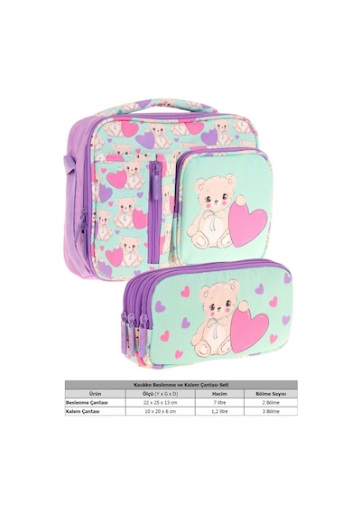 Kaukko Kids Kız Çocuk Turkuaz Mor Ayıcık Baskılı Üç Bölmeli Thermo Beslenme Çantası Ve Kalemlik Seti L7239+l8239 Turkuaz Kaukko Kids Kız Çocuk Turkuaz Mor Ayıcık Baskılı Üç Bölmeli Thermo Beslenme Çantası Ve Kalemlik Seti L7239+l8239 Turkuaz