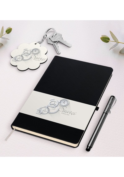 Kişiye Özel Saatçi Siyah Defter Kalem Ve Anahtarlık Seti
