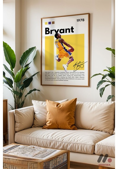 Kobe Bryant Basketbol Posteri, Ahşap Çerçeveli Duvar Tablosu - Spor Severlere Hediye