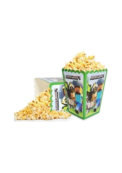 Mısır Kutusu Pop Corn Kutusu Minecraft 8 Li Paket Yeşil +3