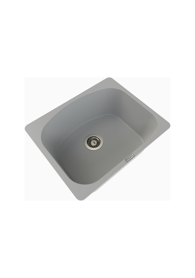 Polex Cristalüx Granit Evye P-OL60 Gri Tezgah Altı Ve Tezgah Üstü Kare Mutfak Evyesi 60x49.5 CM