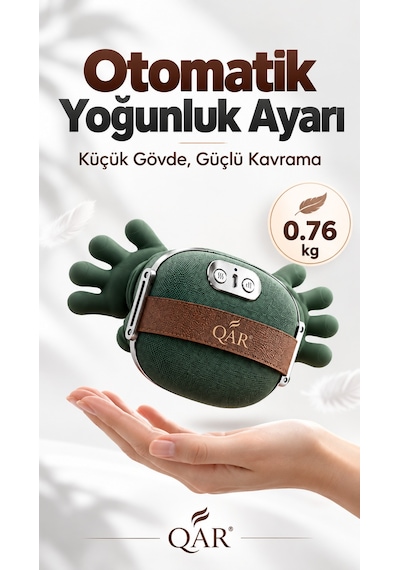 Boyun Ve Omuz Masaj Aleti Kayışlı Taşınabilir Sırt Masaj Cihazı Ofis Ev Kullanımı Isıtmalı Şarjlı Yeşil