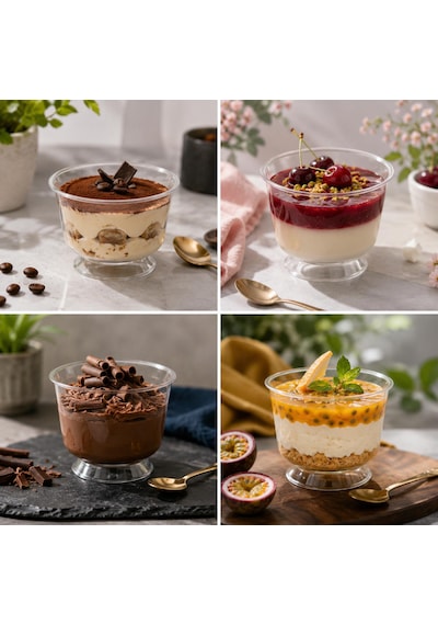 Ayaklı Kase 25 Adet 200 Cc ,sunum Mika Ayaklı Tatlı Kasesi , Plastik Magnolya Kasesi , Puding Kasesi