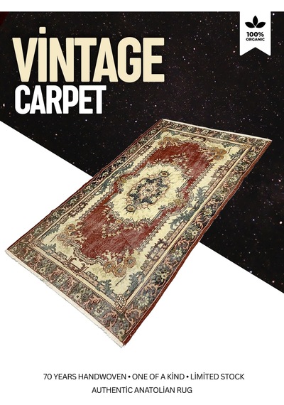 Bohem Stil Vintage Halı Özel Tasarım Yeni Anadolu Koleksiyonu Doğal Yün Halı Kırmızı