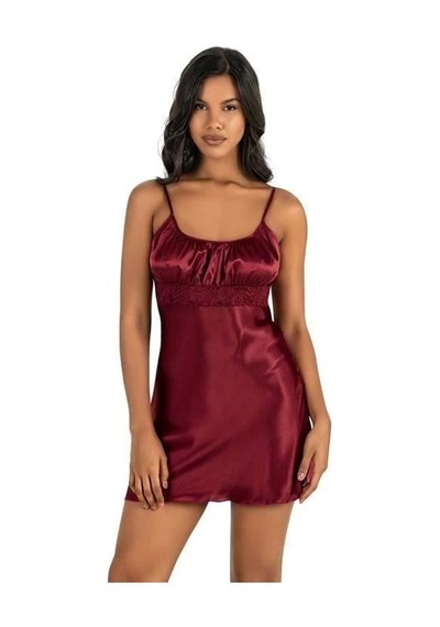 Moon Wear Bordo Kısa Saten Gecelik 8208 Bordo