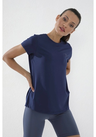 Tommy Life İndigo Basic Kısa Kol Standart Kalıp O Yaka Kadın T-shirt - 97144 Mavi