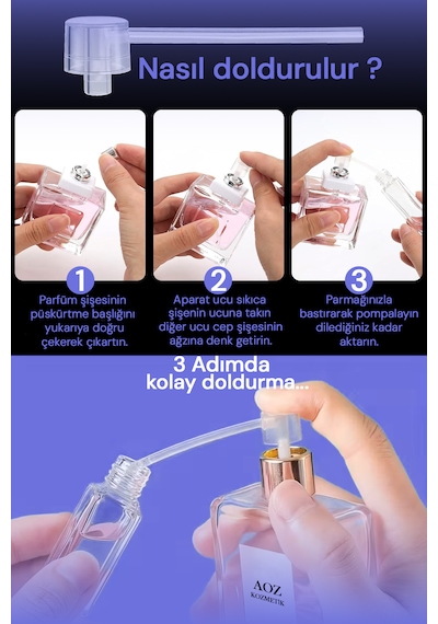 Pembe Parfüm Dolum Seti Doldurulabilir Mini Parfüm Şişesi Cep Parfüm Şişesi Taşınabilir Parfüm Şişesi 12ml