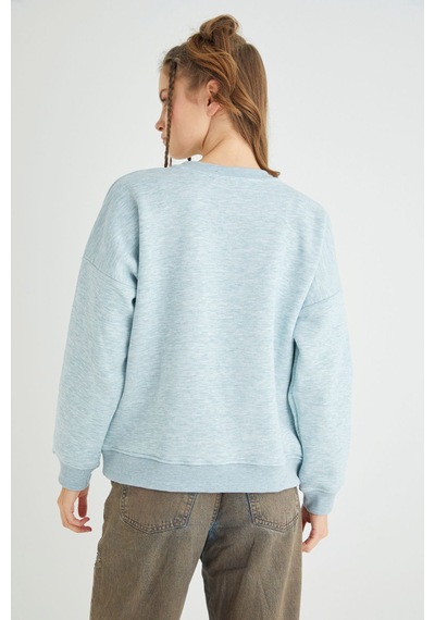 Hello Kitty Lisanslı Baskılı Fit Yeşil Sweatshirt Renkli