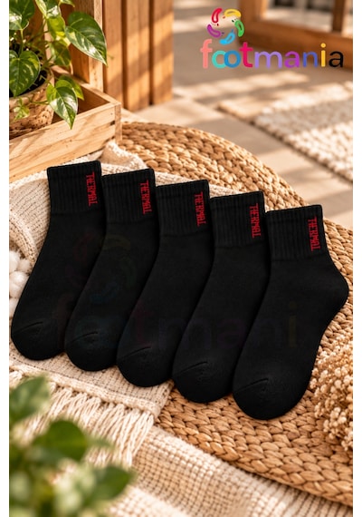 Footmania Kadın Siyah 5 Çift Termal Havlu Kışlık Çorap Seti