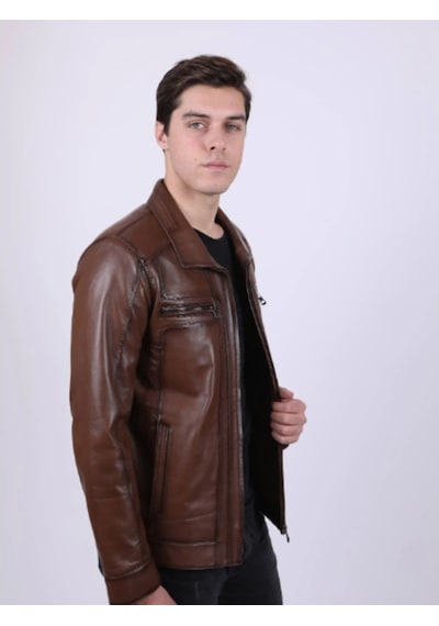 New Zaya Leather Erkek Hakiki Deri Mont (554253050) Kahverengi
