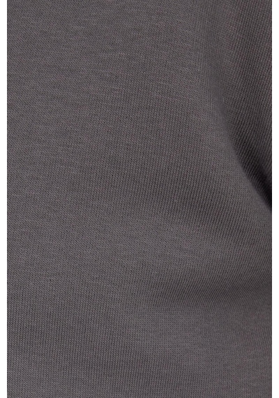 Tudors Unisex Relax Fit Rahat Kesim Pamuklu 3 İplik İçi Polarlı Fermuarlı Cepli Gri Sweatshirt Hırka-41678 Koyu Gri