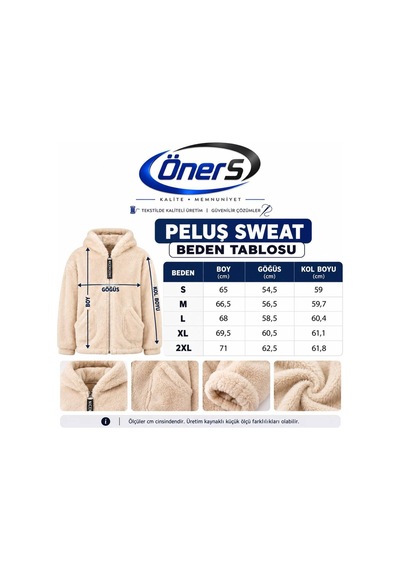 Öners Kadın Kapşonlu Peluş Fermuarlı Sweat Oversize Yumuşak Polar Hoodie Kışlık Sıcak Tutucu Bej Bej Öners Kadın Kapşonlu Peluş Fermuarlı Sweat Oversize Yumuşak Polar Hoodie Kışlık Sıcak Tutucu Bej Bej