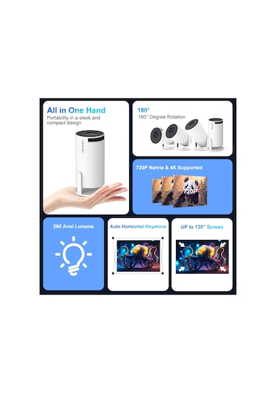 Ambition Projektör Hy300 Pro 4k Android 11 Çift Wifi6 260ansı