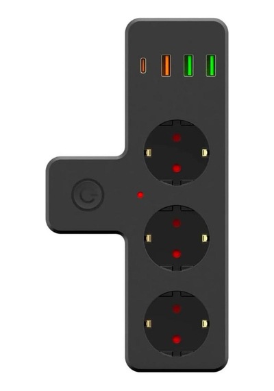 Lunaev Termal Akım Korumalı 3 Adet Soket,3 Adet Usb Ve 1 Adet Type-c Girişli 20 W Priz Model 3397 0