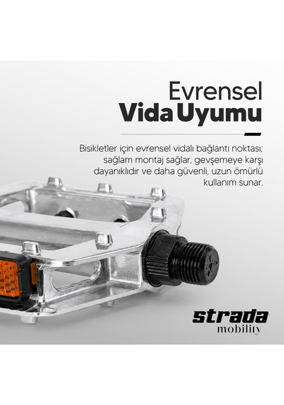 Strada Alüminyum Bilyalı Reflektörlü Bisiklet Pedalı