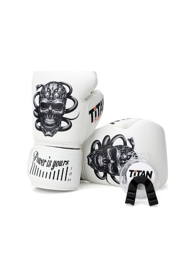 Titan Sport Beyaz Yılanlı Robot Kurukafa Desenli Setli Fgr Model-3 Boks Eldiveni Çok Renkli
