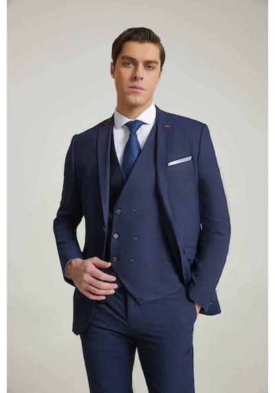 D's Damat Slim Fit Lacivert Armürlü Takim Elbise Yelekli 3efy5y512559m Lacivert