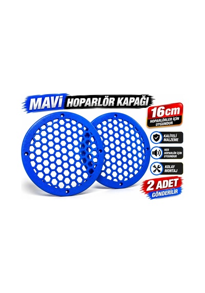 Mavi 16cm Hoparlör Kapağı - Mavi Kaliteli Plastik Midrange Hoparlör Kapak 16 Cm - 2 Adet