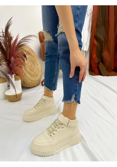 Erva'nın Butiği Ten Cilt Force Kadın Bağcıklı Sneakers-4941