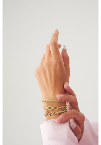 Gold Sonsuzluk - Love - Burgu Örgü Ip Best Friends Bileklik Set Ü 549200316 Altın