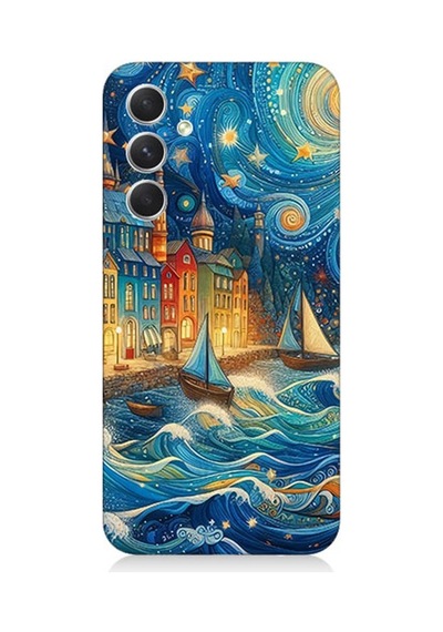Samsung Galaxy A05s Uyumlu Masalsı Şehirde Geceler Desenli Silikon Kılıf Çok Renkli
