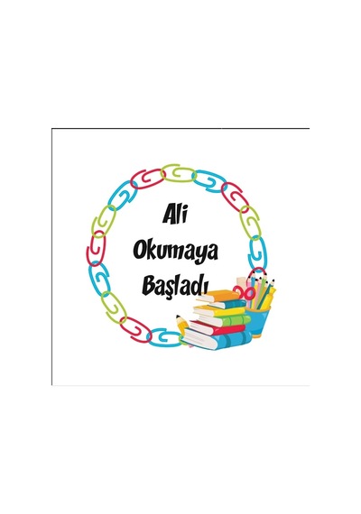 Okumaya Başladı Etiketi Kına Nişan Düğün 3x3 Cm Özel Etiket / 50 Adet Sticker Beyaz