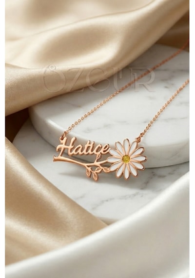925 Ayar Gümüş İsimli Papatya Kolye Rose Gold
