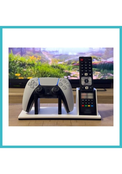 Bezos 3d Baskı Oyun Kolu Ve Tv Kumanda Standı Çift Bölmeli Masaüstü Kumanda Tutucu Organizer - Beyaz Dfnbez