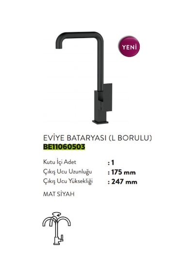Bien Flat Colours Eviye Bataryası L Borulu