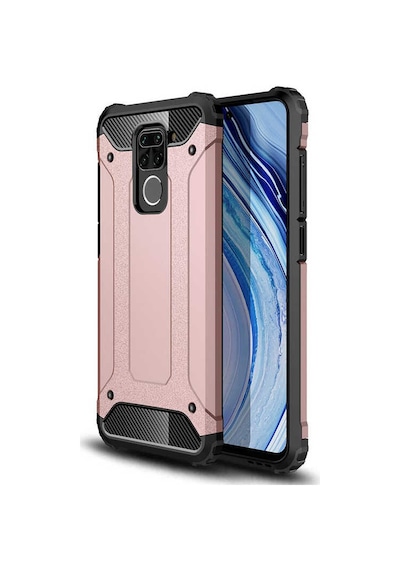Noktaks - Redmi Note 9 Uyumlu - Kılıf Çift Katman Zırh Tank Crash Military Kapak - Rose Gold Rose Gold